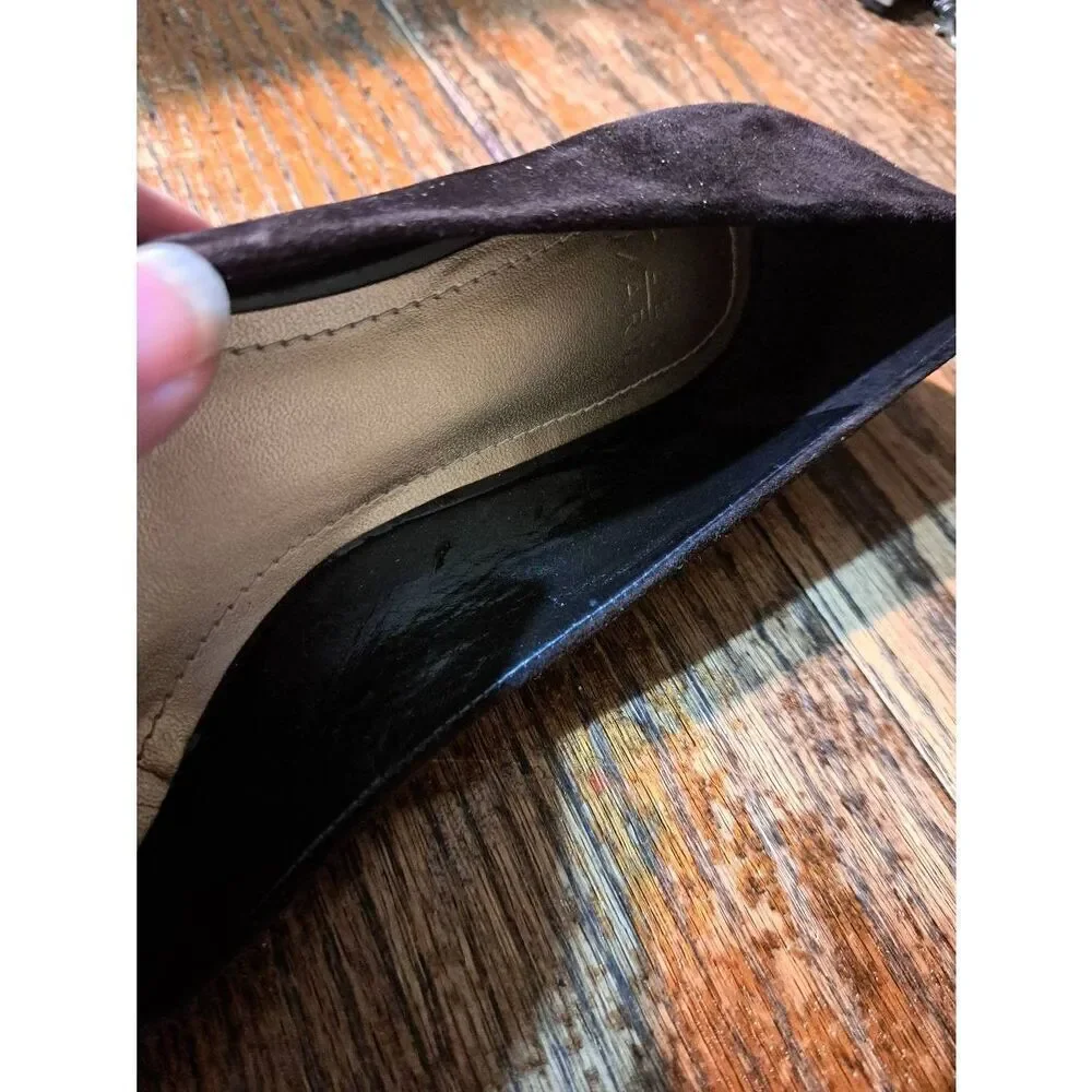6.5M Alex Marie Brown Ran Round Toe Slip On Animal Print Low Wedge Heel Shoes